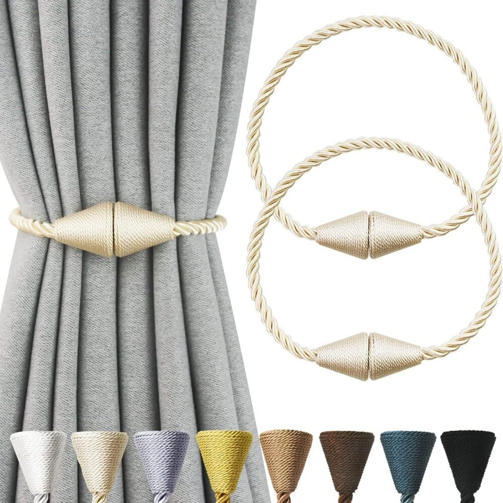 2 Pack Magnetic Curtain Tiebacks Rope Modern Handmade Curtain Tie Backs Decorati